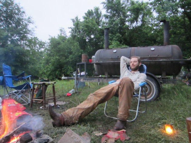 Sean was still tending the smoker at dawn.