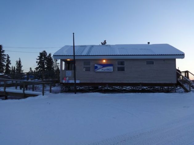 Here's the post office! I took this photo way back in January, probably around midday. Compare the quality of light to that in the photo from this afternoon with the packages! It's incredible how much we've leaned into the sun!