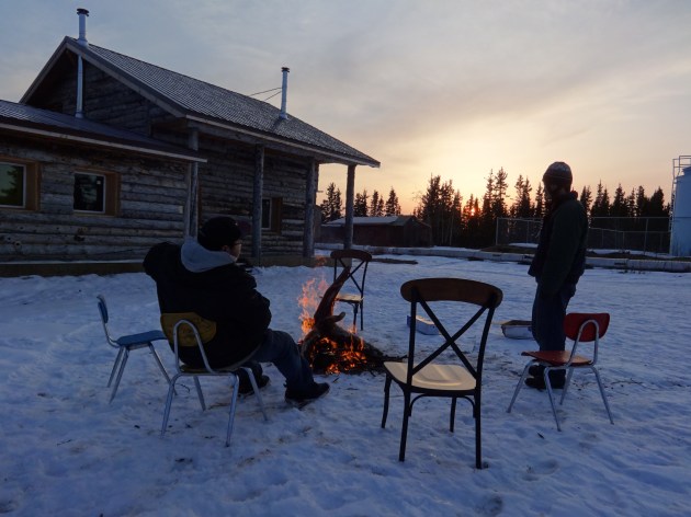 B came by just in time to help us build our campfire.
