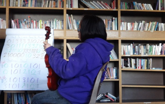 This week is culture week, and the students have a half-day of music every day. They are learning fiddle, guitar and traditional dance. 